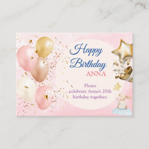 Happy 20st Birthday Pastel Rainbow and Gold Gir Enclosure Card