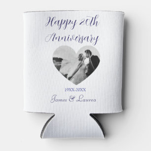 Happy 20t anniversary heart photo purple year name can cooler