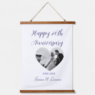 Happy 20t anniversary heart photo purple year name hanging tapestry