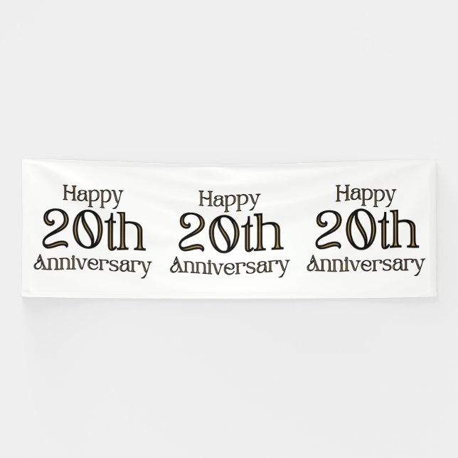 Happy 20th Anniversary 4x12 Vinyl Banner (Horizontal)