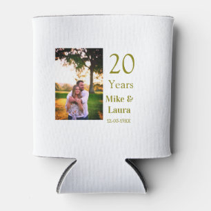 Happy 20th anniversary add couple name date golden can cooler