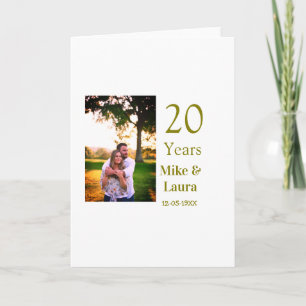 Happy 20th anniversary add couple name date golden card