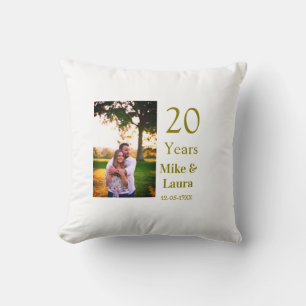 Happy 20th anniversary add couple name date golden cushion