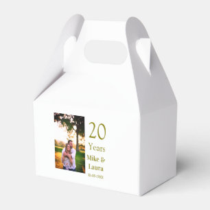Happy 20th anniversary add couple name date golden favour box