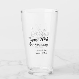 Happy 20th anniversary champagne bottle glass name