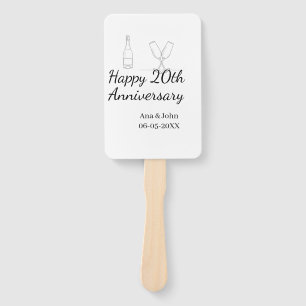 Happy 20th anniversary champagne bottle glass name hand fan