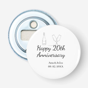 Happy 20th anniversary champagne bottle glass name opener
