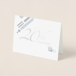 Happy 20th Anniversary Mod Birds Foil Card