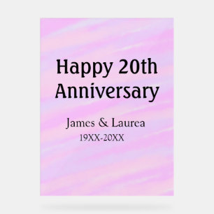 Happy 20th anniversary pink purple pastel name bol acrylic sign
