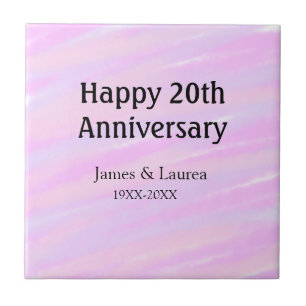 Happy 20th anniversary pink purple pastel name bol ceramic tile