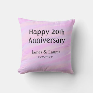Happy 20th anniversary pink purple pastel name bol cushion