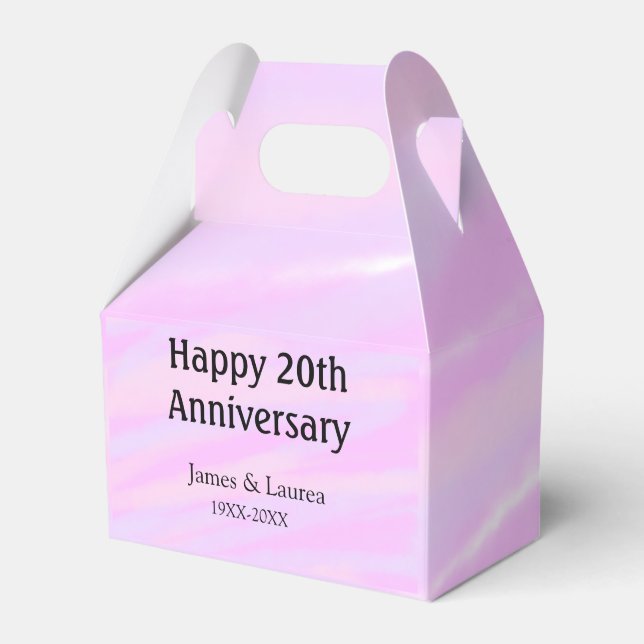 Happy 20th anniversary pink purple pastel name bol favour box (Front Side)
