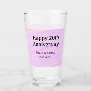 Happy 20th anniversary pink purple pastel name bol glass