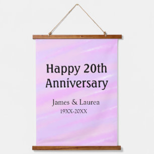 Happy 20th anniversary pink purple pastel name bol hanging tapestry