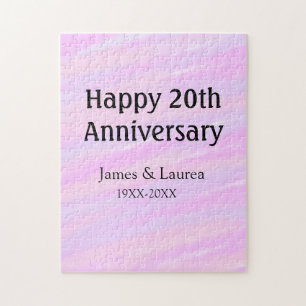 Happy 20th anniversary pink purple pastel name bol jigsaw puzzle