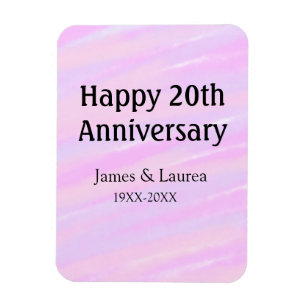 Happy 20th anniversary pink purple pastel name bol magnet