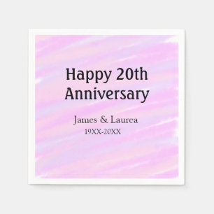 Happy 20th anniversary pink purple pastel name bol napkin