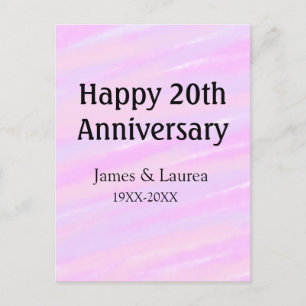 Happy 20th anniversary pink purple pastel name bol postcard