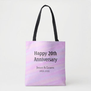 Happy 20th anniversary pink purple pastel name bol tote bag