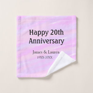 Happy 20th anniversary pink purple pastel name bol wash cloth