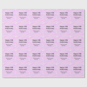 Happy 20th anniversary pink purple pastel name bol wrapping paper