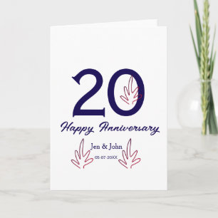 Happy 20th anniversary purple bold letter name lea card