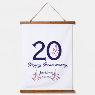 Happy 20th anniversary purple bold letter name lea hanging tapestry