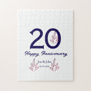 Happy 20th anniversary purple bold letter name lea jigsaw puzzle