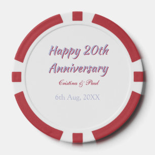 Happy 20th anniversary PURPLE MARON WEDDING NAME Poker Chips