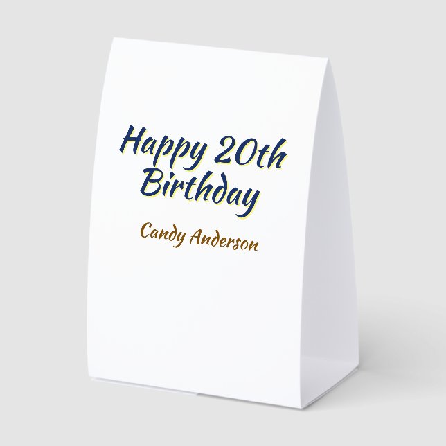 happy 20th birthday blue yellow simple minimal dat (Front)