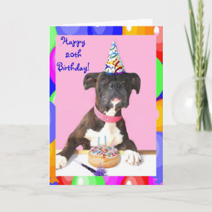 Happy 20th Birthday Boxer dog greeting card