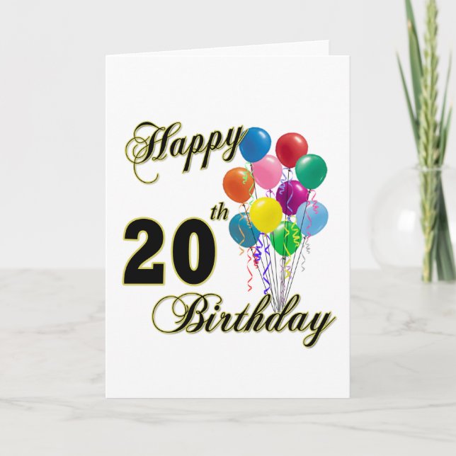 Happy 20th Birthday Gifts and Birthday Apparel Card (Front)