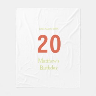 happy 20th birthday green orange bold retro boho fleece blanket