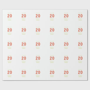 happy 20th birthday green orange bold retro boho wrapping paper