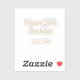 happy 20th birthday green orange pastel name date
