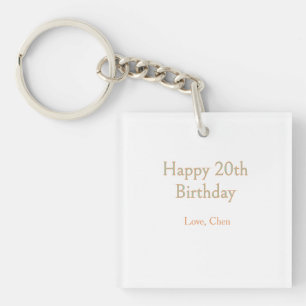 happy 20th birthday green orange pastel name date key ring