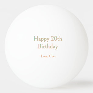 happy 20th birthday green orange pastel name date ping pong ball