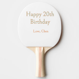 happy 20th birthday green orange pastel name date ping pong paddle