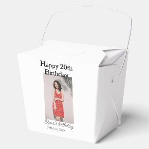 Happy 20th birthday photo modern simple minimal favour box