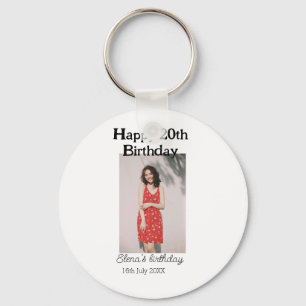 Happy 20th birthday photo modern simple minimal key ring
