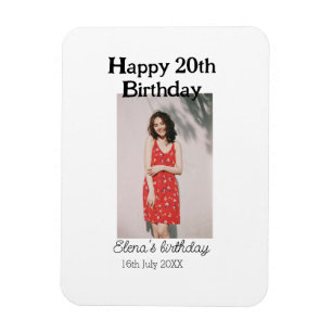 Happy 20th birthday photo modern simple minimal magnet