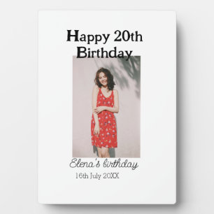 Happy 20th birthday photo modern simple minimal  plaque