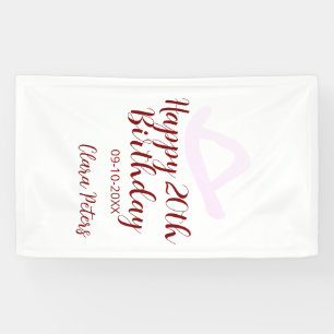 Happy 20th birthday pink cowboy girl name date sim banner