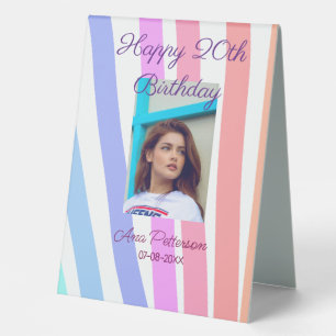 Happy 20th Birthday rainbow rustic boho lines phot