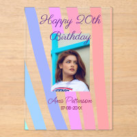 Happy 20th Birthday rainbow rustic boho lines phot