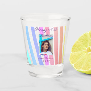 Happy 20th Birthday rainbow rustic boho lines phot Shot Glass