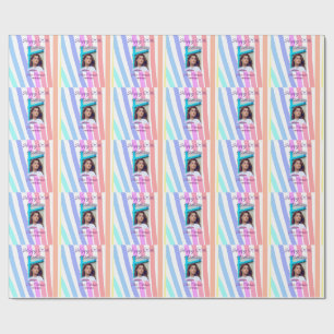 Happy 20th Birthday rainbow rustic boho lines phot Wrapping Paper