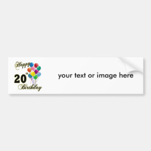 Happy 20th Birthday with Balloons Bumper Sticker