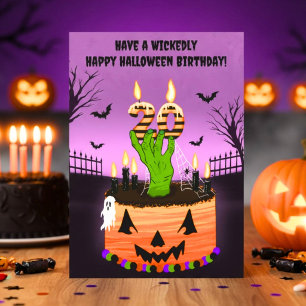 Happy 20th Halloween Birthday Spooky Cake Card