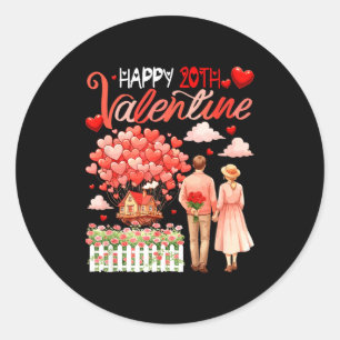 Happy 20th Valentine Floral Couple Family Proud An Classic Round Sticker